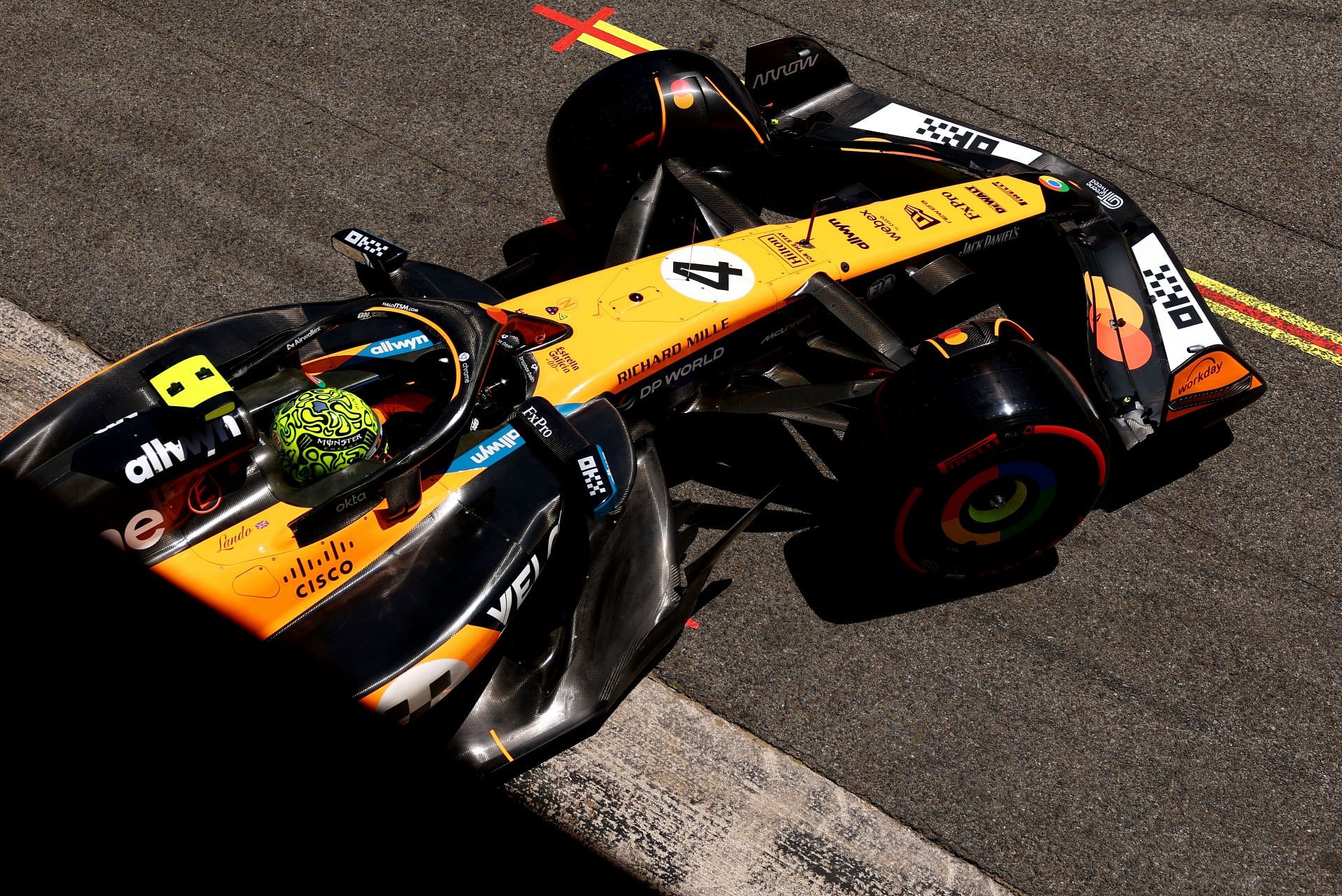 Lando Norris (4) McLaren MCL39 Mercedes before the F1 Grand Prix of Spain. Source: Getty